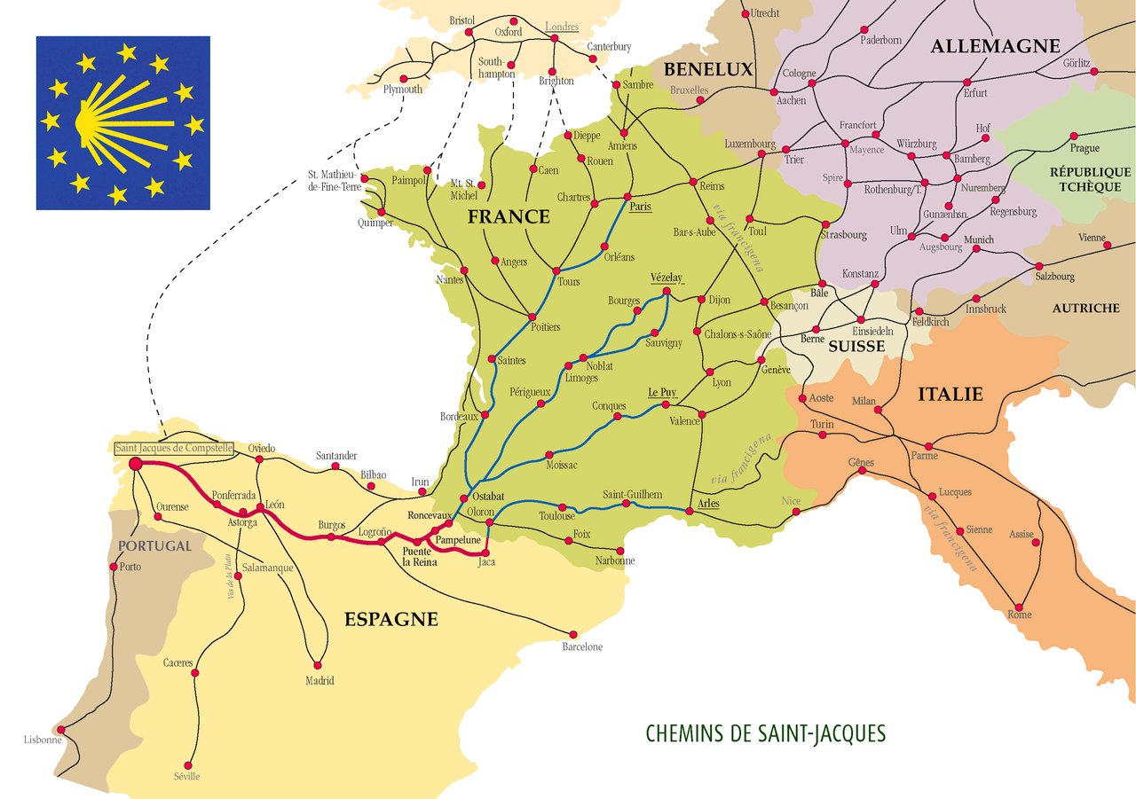 Photo de la carte du chemin de Saint Jacques